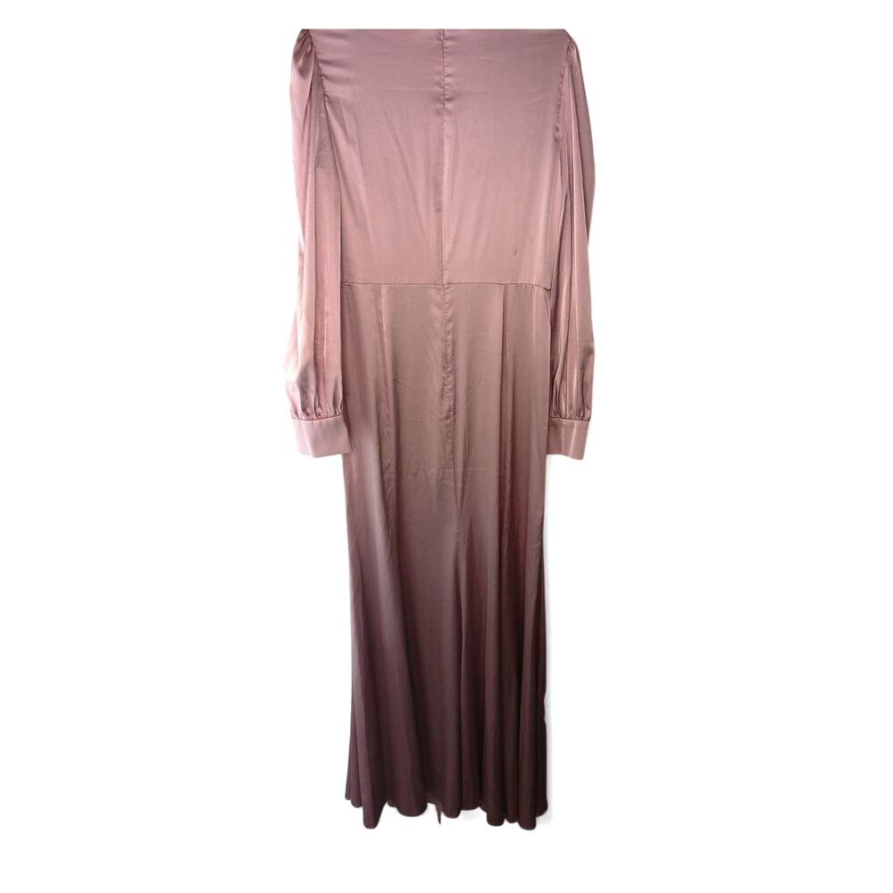 New with Tags IEENA Mac Duggal Dress 12 Blush Satin V Neck Formal Gown - Picture 6 of 16